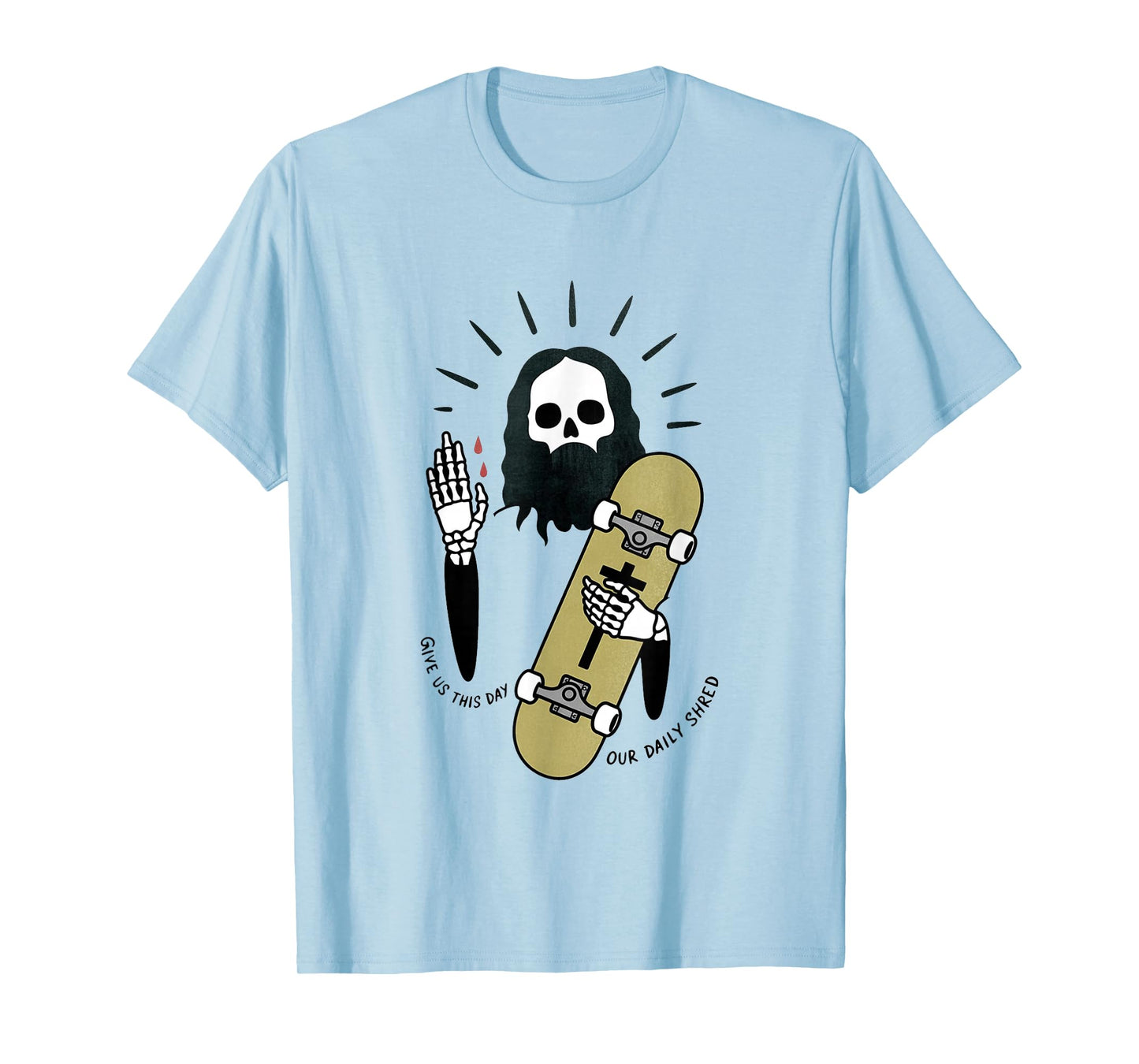 Skateboarding Jesus Funny Skate Sk8 Skateboarder Art T-Shirt
