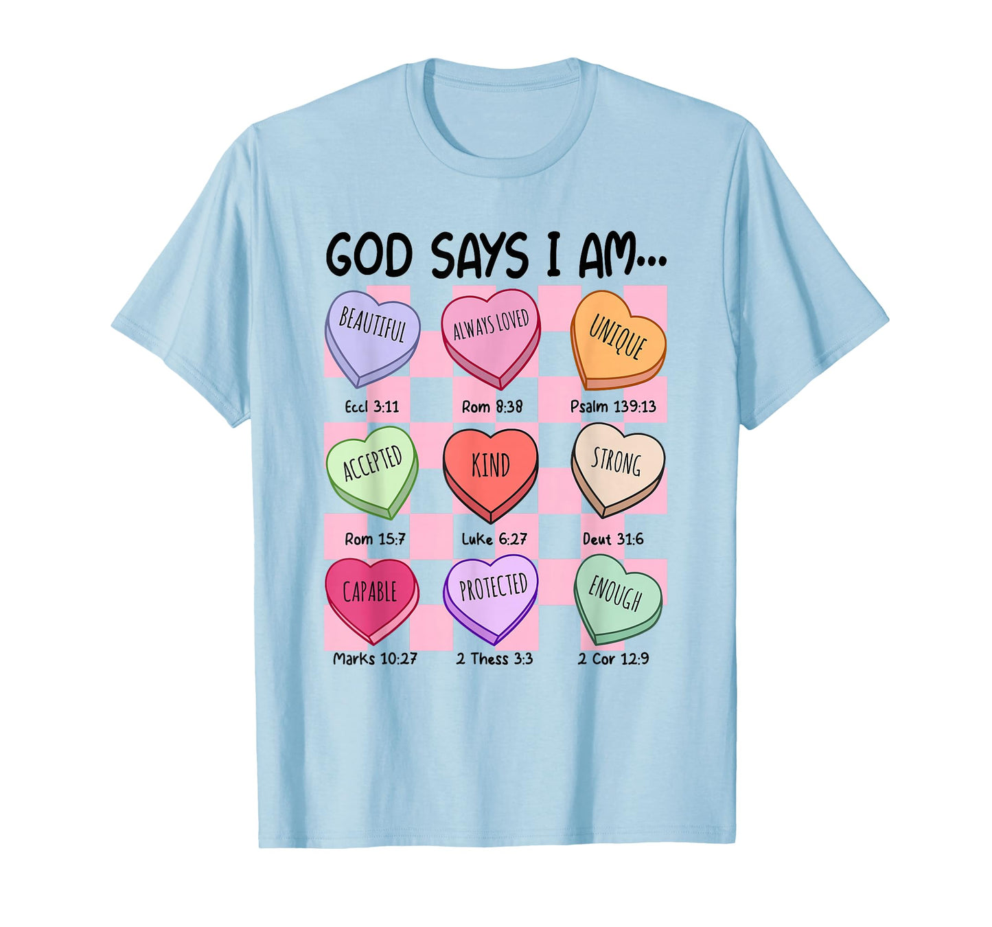 God Says I Am Toddler Kid Girls Valentine Hearts Bible Verse T-Shirt
