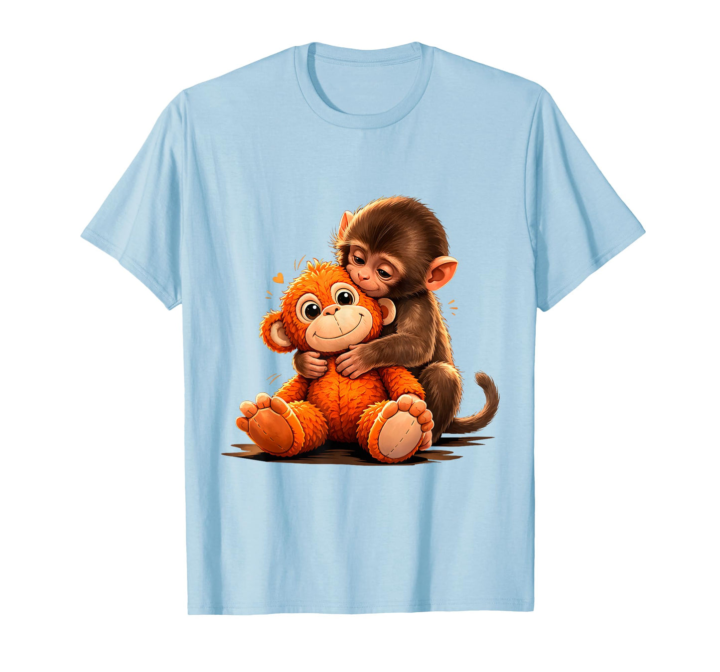 Cute Baby Punch Monkey Hugging Plush Toy T-Shirt