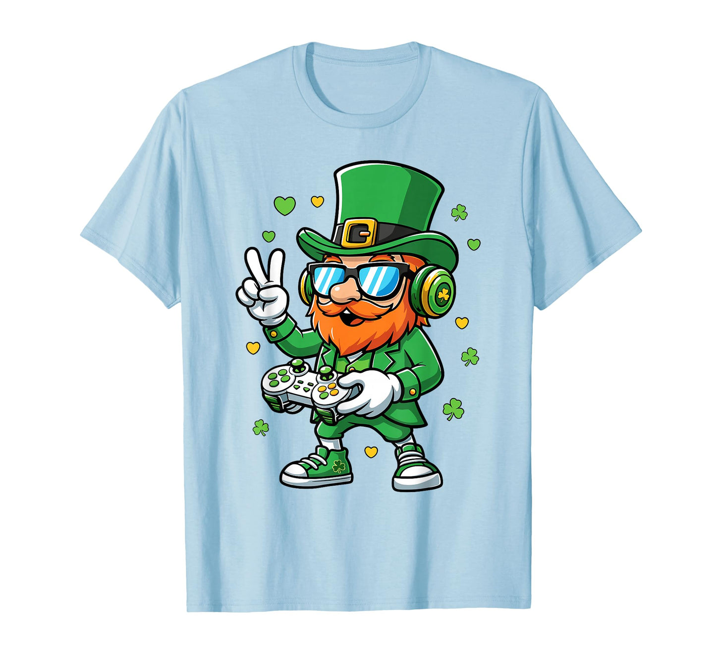 St Patricks Day Gamer Leprechaun Playing Video Game Kid Boys T-Shirt