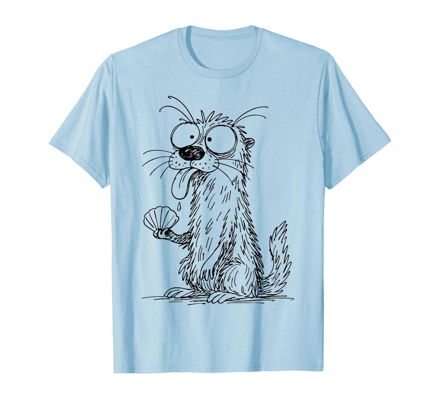 Sea Otter Abstract Art Portrait Drawing Whimsical Funny T-Shirt