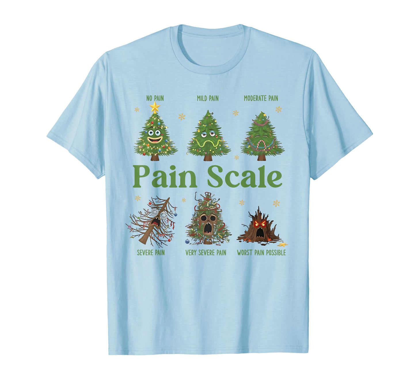 Pain Scale Christmas Funny Tree Xmas Nurse Holiday T-Shirt