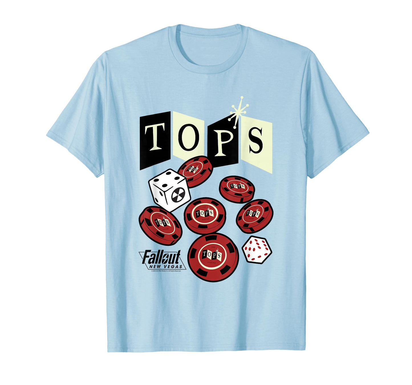 Fallout Tops Casino New Vegas Chips and Dice Video Game T-Shirt