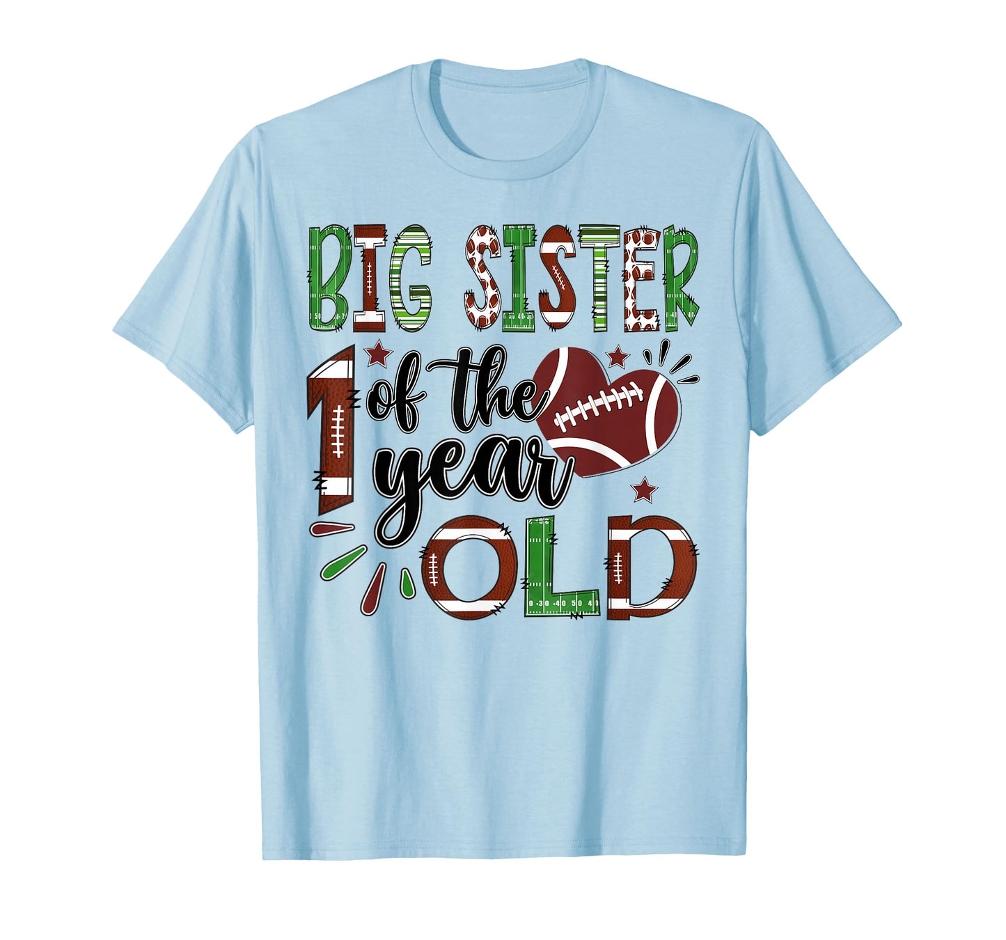 Big Sister of The 1 Year Old Football 1st Birthday Boy T-Shirt