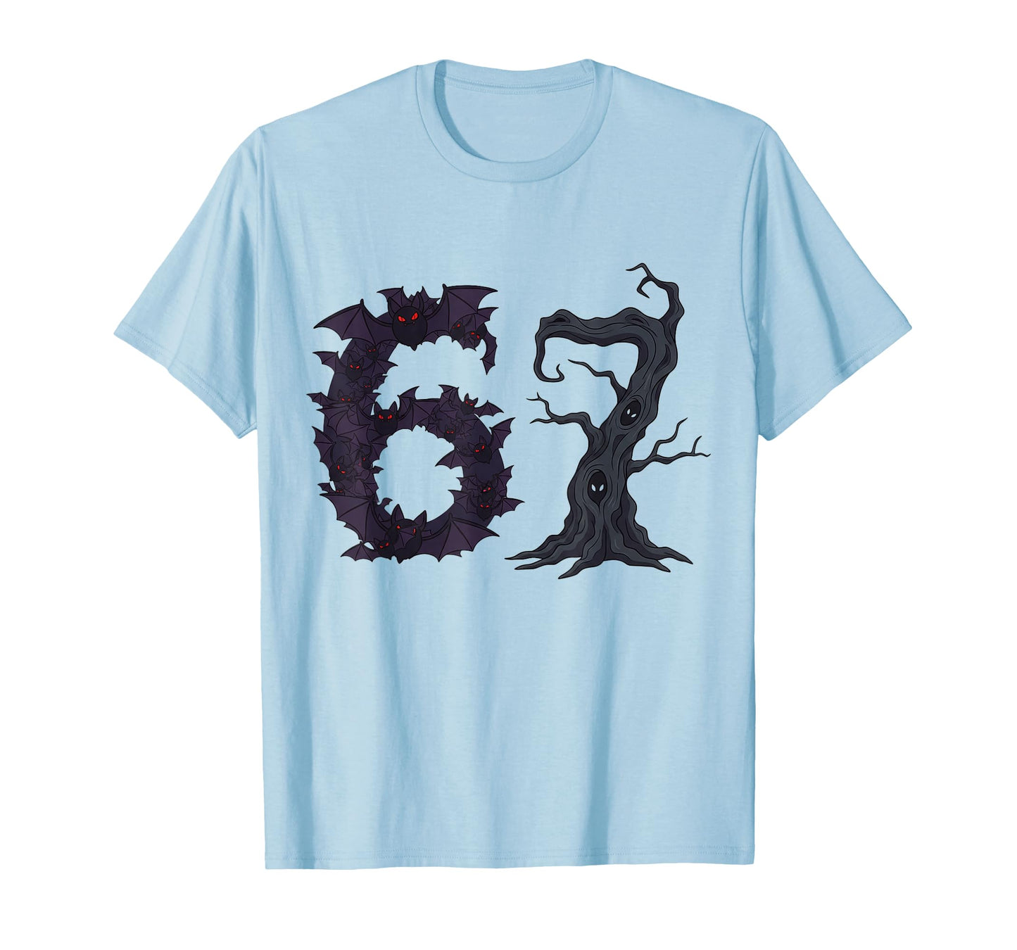 Creepy Tree and Spooked Bats Funny Teacher 67 Halloween 6-7 T-Shirt