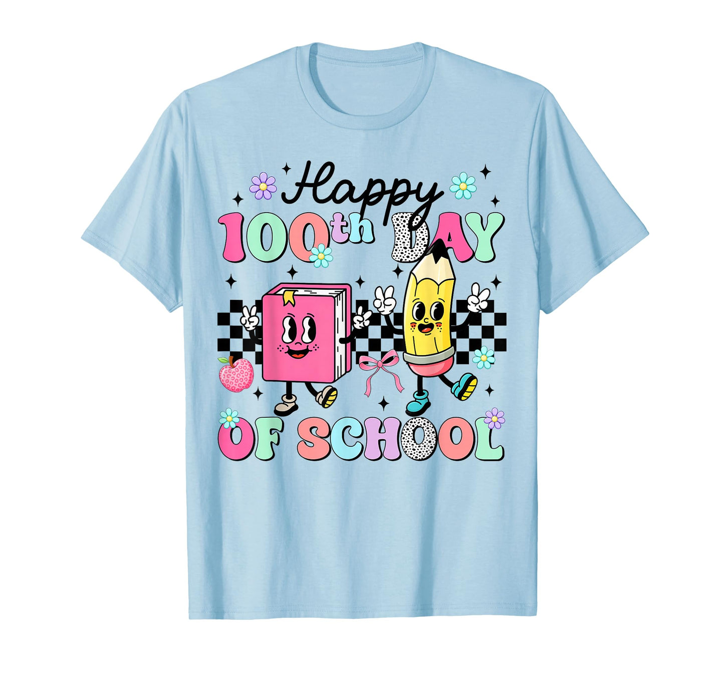 Happy 100th Day of School Student Gift Girls Teachers Kids T-Shirt