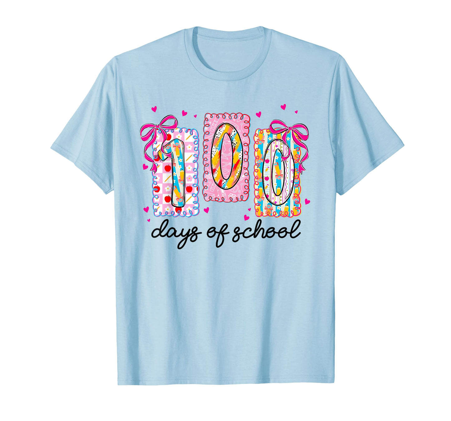 Preppy 100 Days of School Coquette Bow 100th Day of School T-Shirt