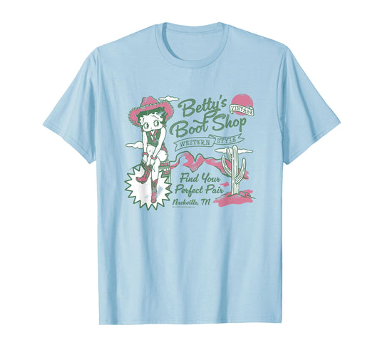 Betty Boop Nashville Western Boot Shop Retro T-Shirt