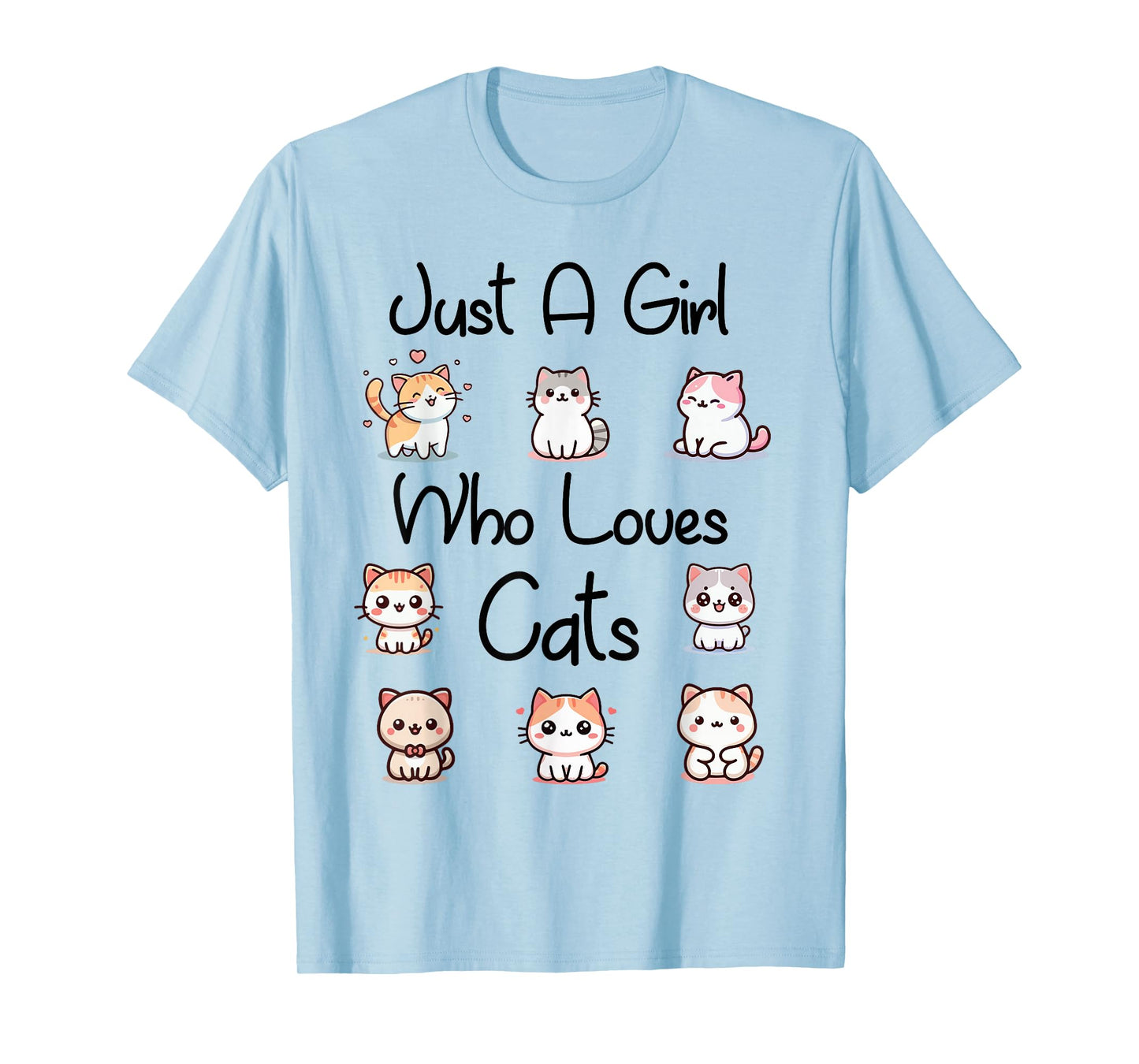 Toddler Just A Girl Who Loves Cats Women Kids Cute Kitty Cat T-Shirt