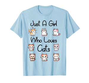 Toddler Just A Girl Who Loves Cats Women Kids Cute Kitty Cat T-Shirt
