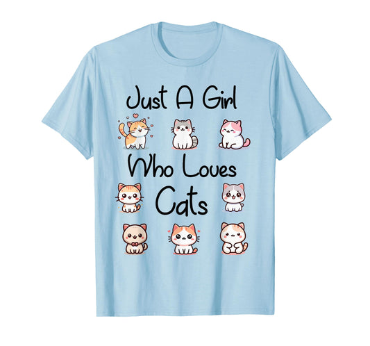 Toddler Just A Girl Who Loves Cats Women Kids Cute Kitty Cat T-Shirt