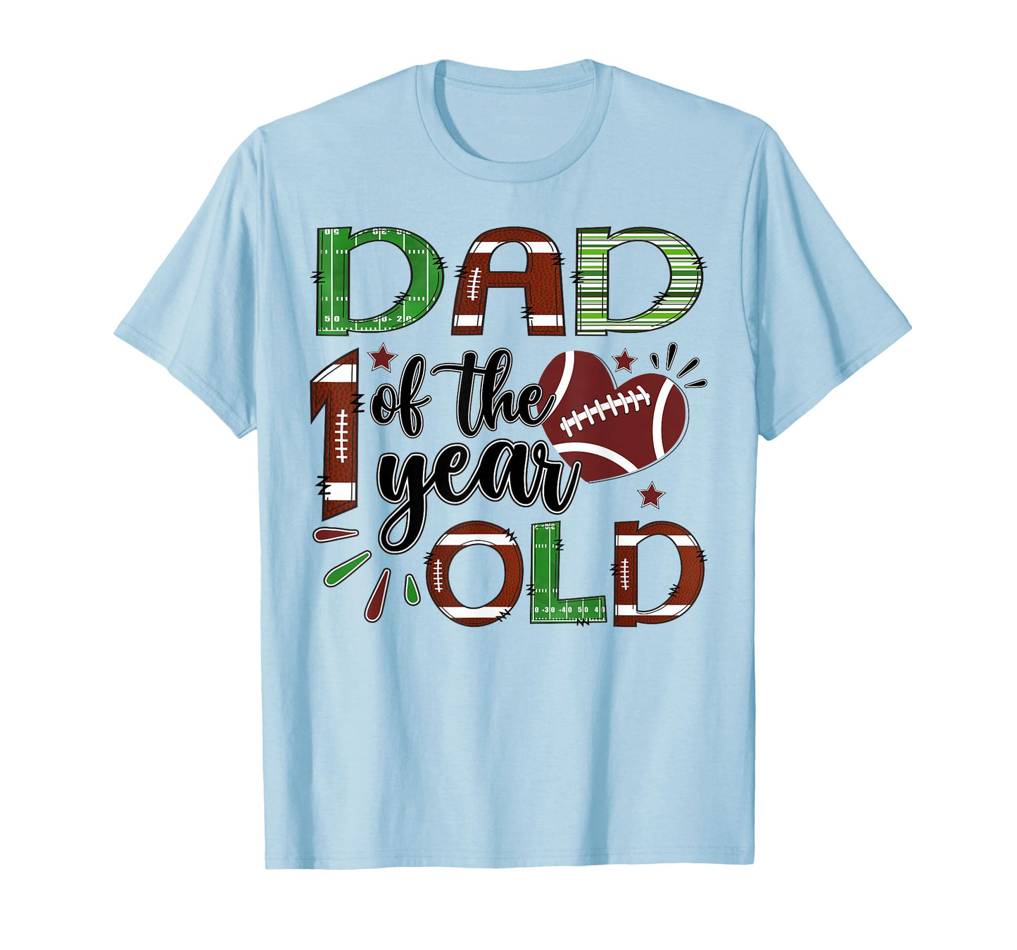 Dad of The 1 Year Old Football 1st Birthday Boy Matching T-Shirt