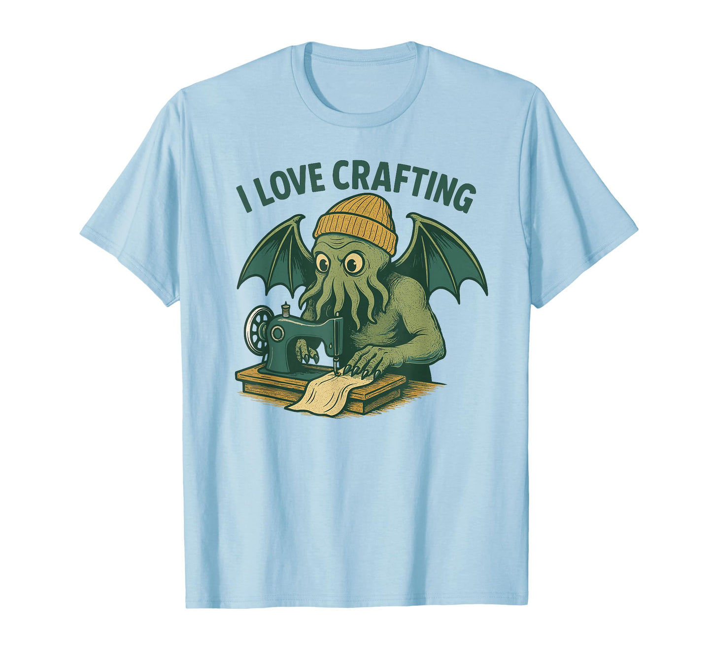 Retro Lovecraftian Sewing Cthulhu Cartoon, I Love Crafting T-Shirt