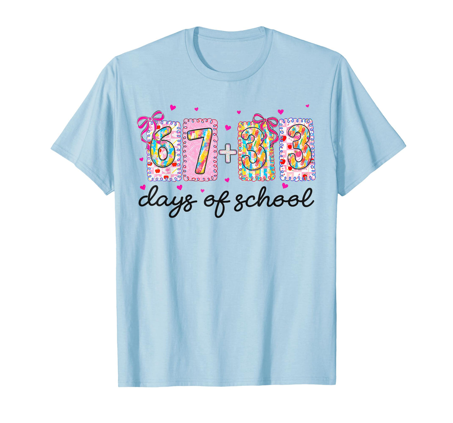 Preppy 67+33 Days of School Coquette Bow 100 Days Kid T-Shirt