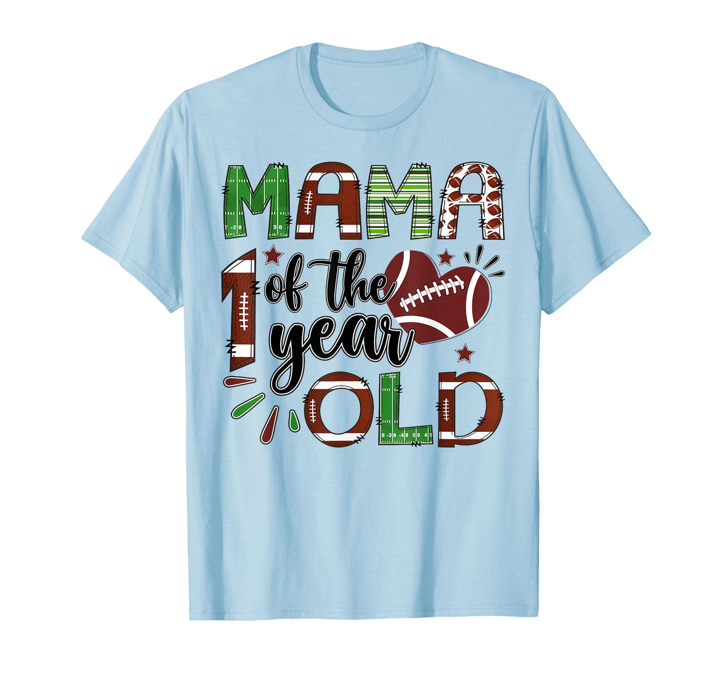 Mama of The 1 Year Old Football 1st Birthday Boy Matching T-Shirt