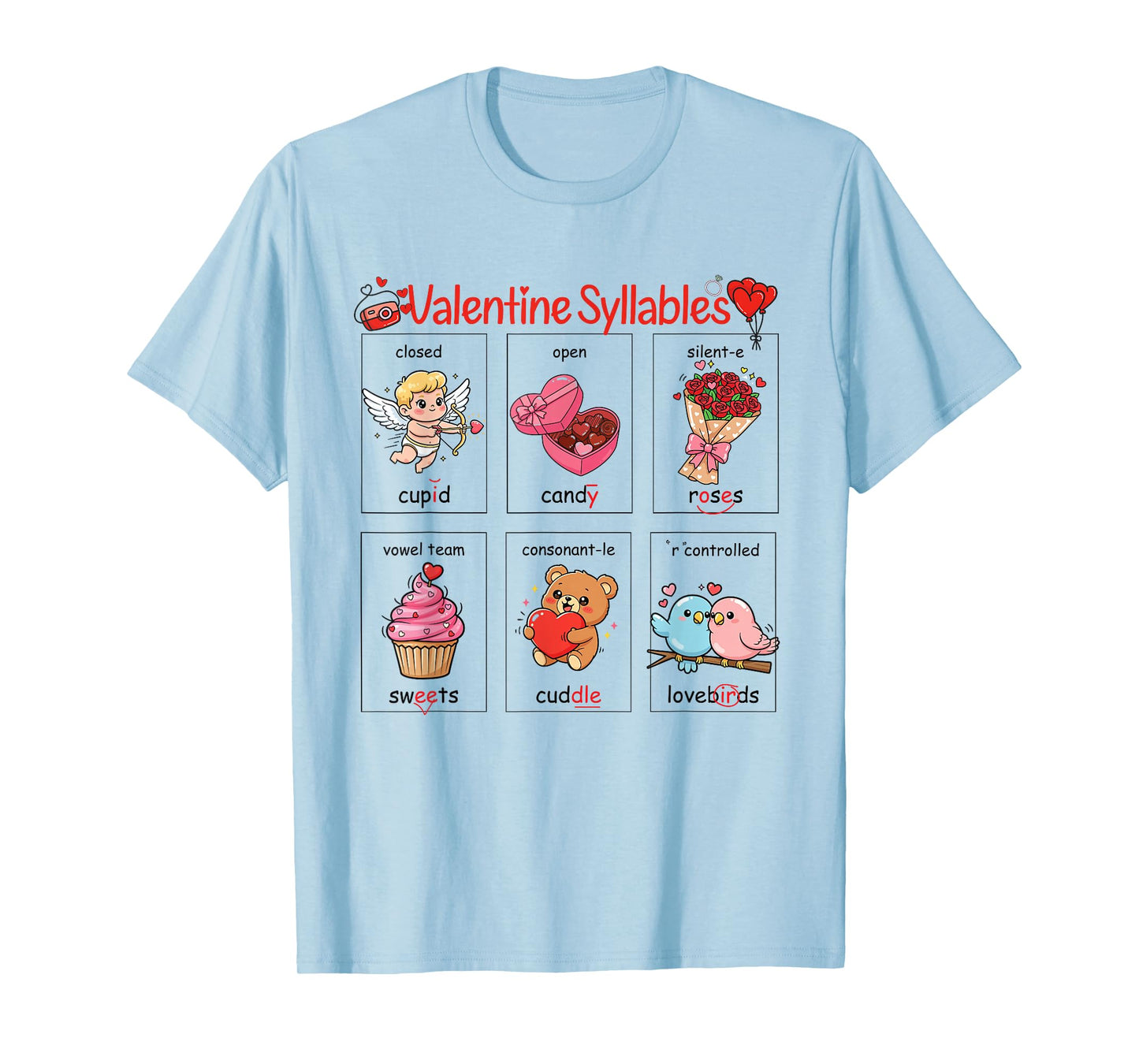 Valentine six Syllables Phonetics Kids and Teacher T-Shirt