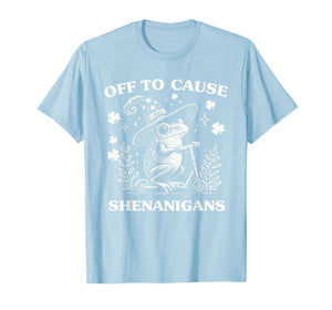 Off to Cause Shenanigans Vintage Funny St Patricks Frog T-Shirt
