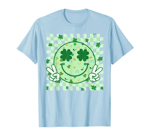 Groovy Shamrock Smile Face St Patricks Day Shirts Women Kids T-Shirt