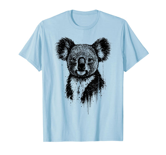 Koala Ink Art Australian Wildlife Portrait Grunge Koala Bear T-Shirt
