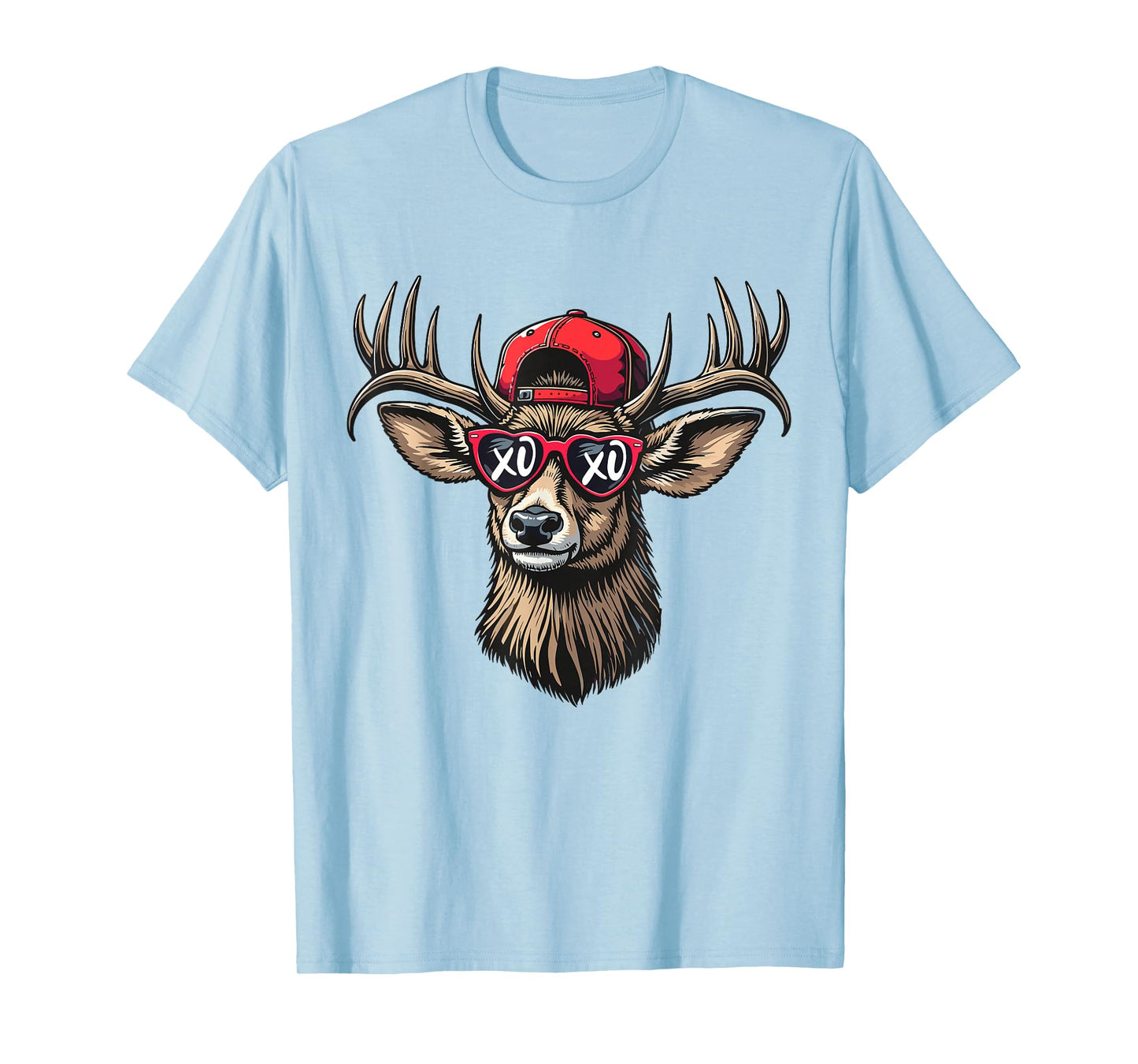 Fun Camo Deer Head Buck Hunting Cap Men Boy Valentine's Day T-Shirt