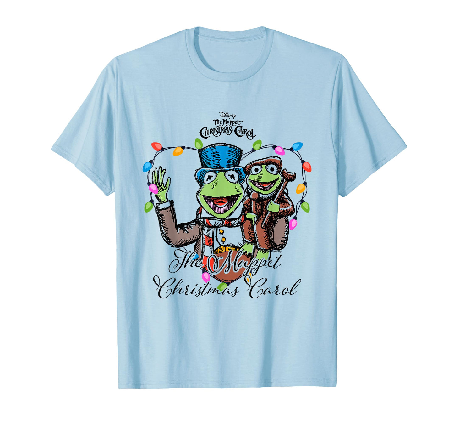 Disney The Muppet Christmas Carol Kermit Tiny Tim Colorful T-Shirt