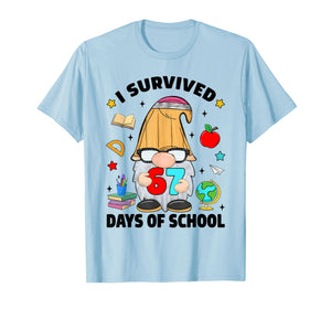 I Survived 67 Days of School Funny Gnome Six Seven Teacher T-Shirt