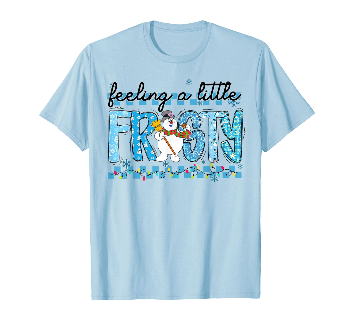 Feelin' Little Frostys Snowman Retro Christmas Lights Pajama T-Shirt