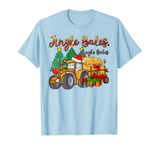 Jingle Bales Tractor Farm Christmas Pun T-Shirt