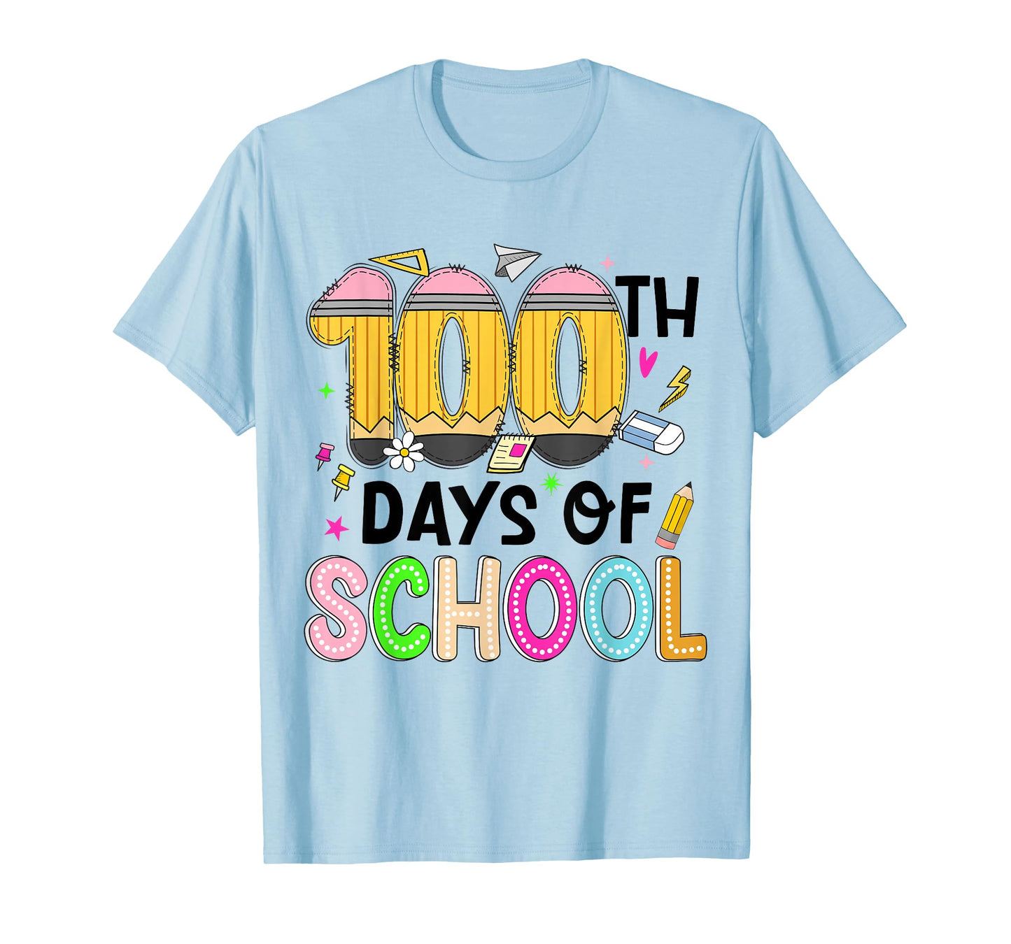 Kids 100 Days of School Pencil 100th Day of School Teachers T-Shirt