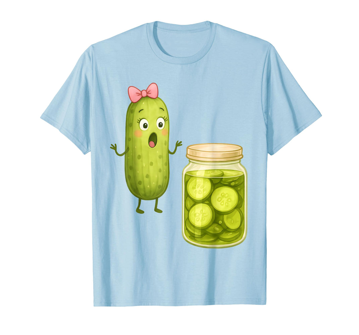 Funny Pickle Surprise Cucumber and Jar Pickle Bow Girl Women T-Shirt