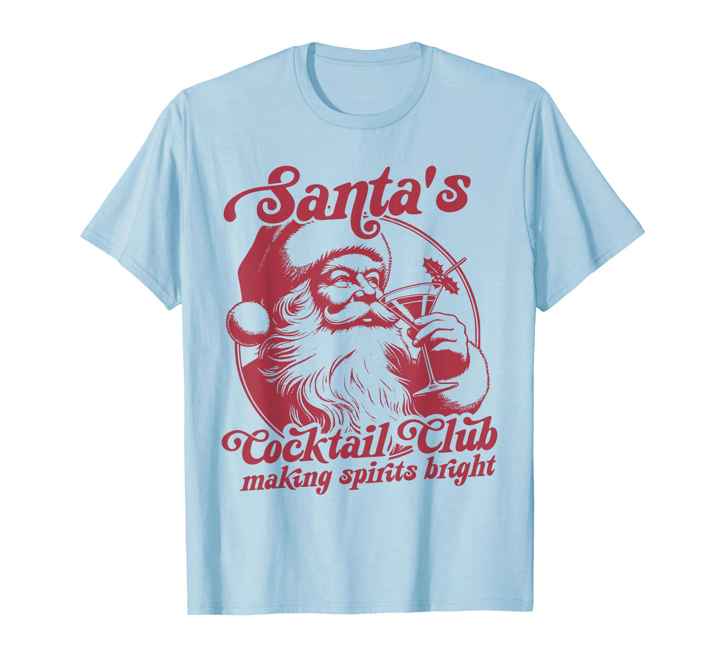 Vintage Retro Santa's Cocktail Club Festive Holiday Season T-Shirt