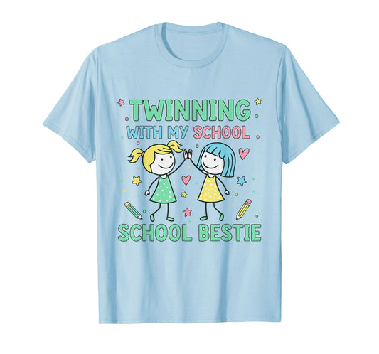 Twinning with My School Bestie Cute Matching Friend Twin Day T-Shirt