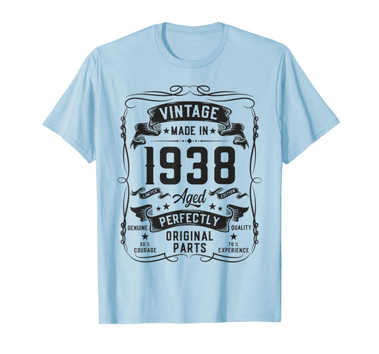 Vintage 1938 88yr 88th Birthday Gifts for Men 88 Years Old T-Shirt
