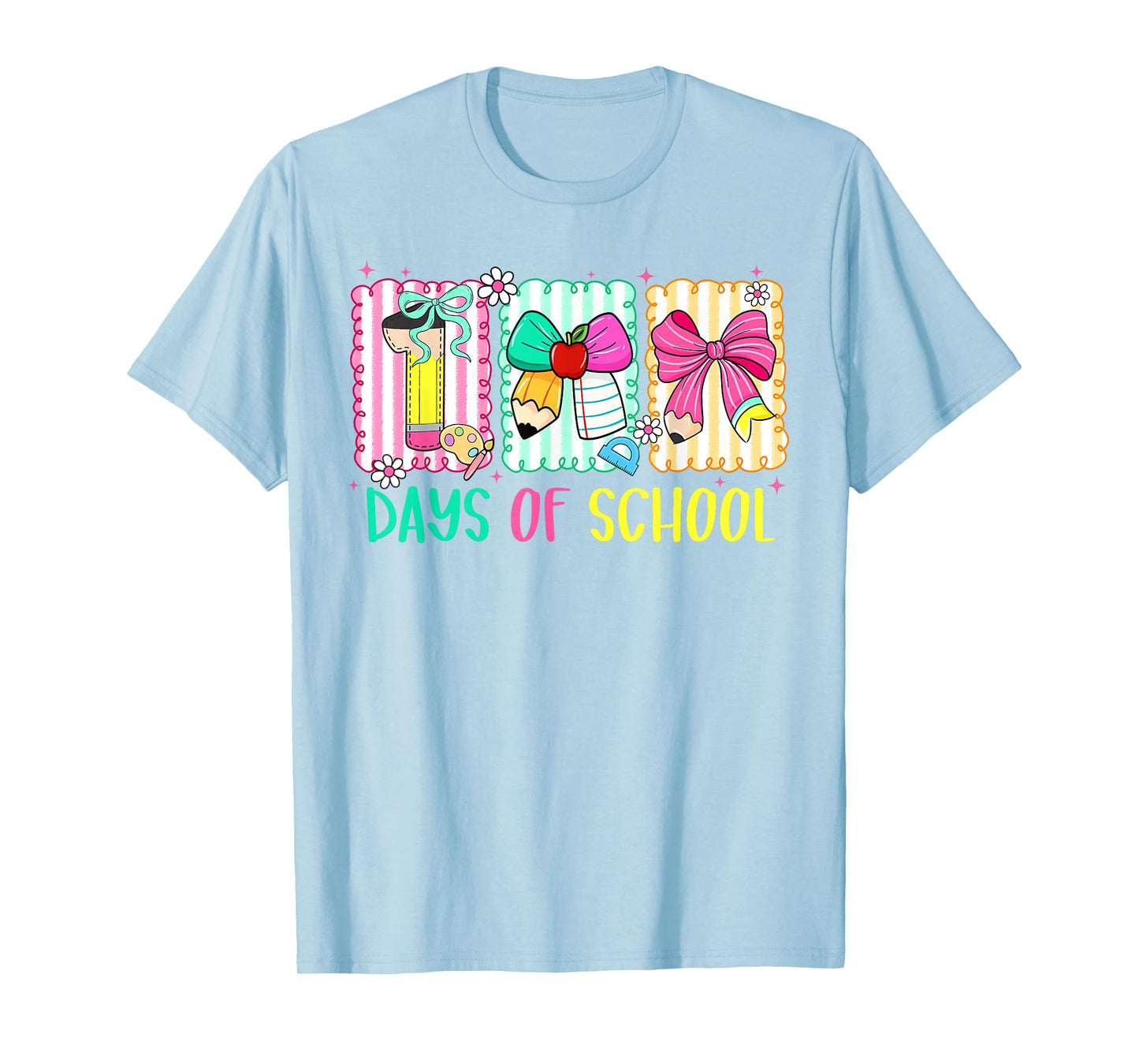 100 Days of School Bow 100th Day of School Teacher Kid Girls T-Shirt
