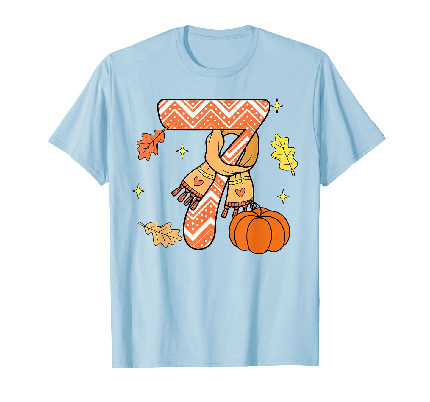 Number 7 Fall Matching Autumn Pumpkin Cozy Style T-Shirt