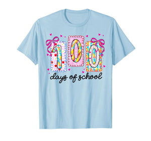 100 Days of School Girls Coquette Bow 100th Day of School T-Shirt