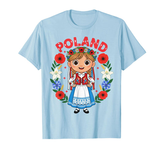 Poland Polish Girl Traditional Dress Flowers Heritage T-Shirt
