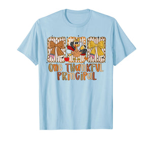 Preppy One Thankful Principal Thanksgiving Turkey Pumpkin T-Shirt