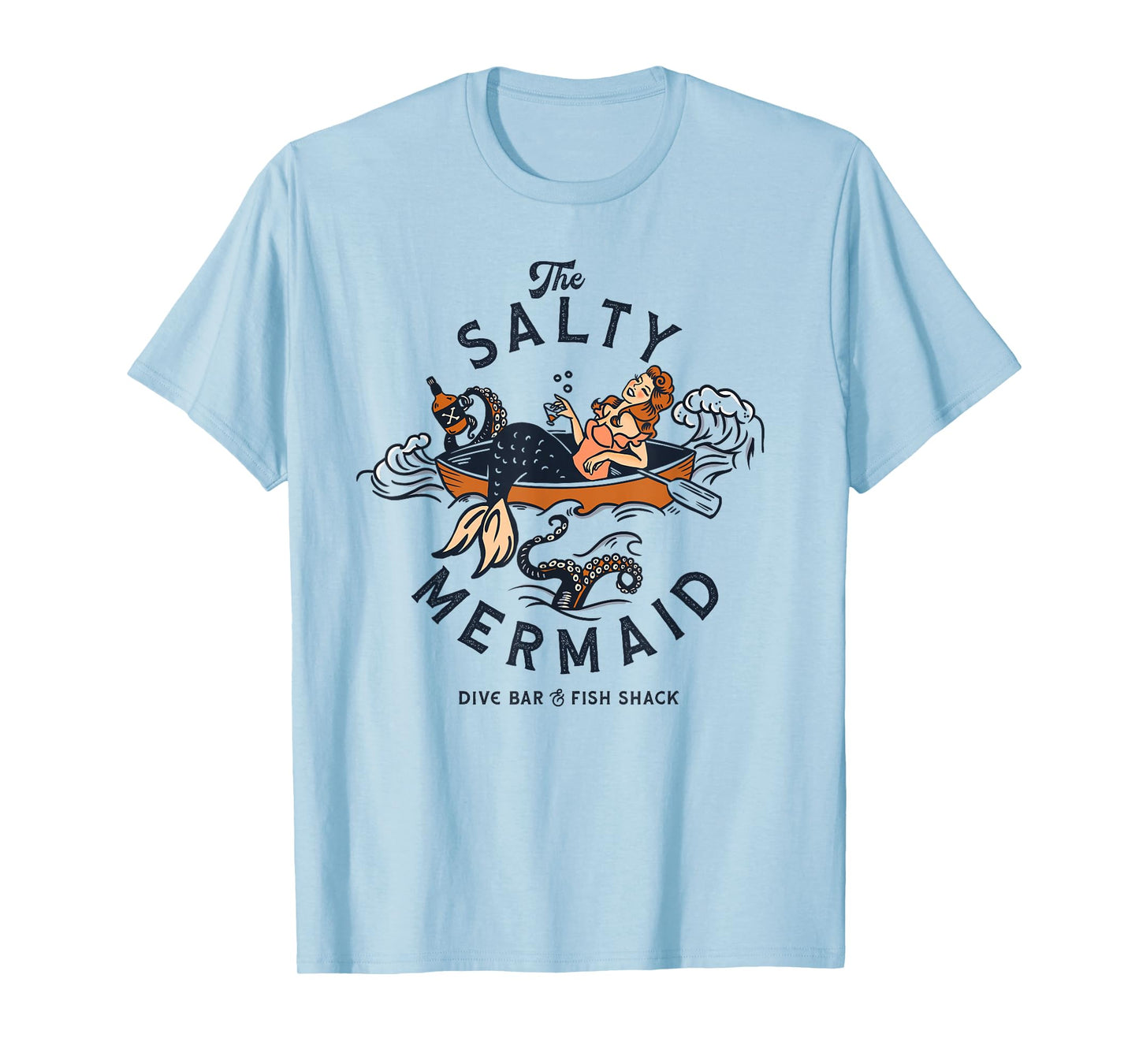 Mermaid Dive Bar & Salty Fish Shack. Vintage Pinup Art Shirt T-Shirt