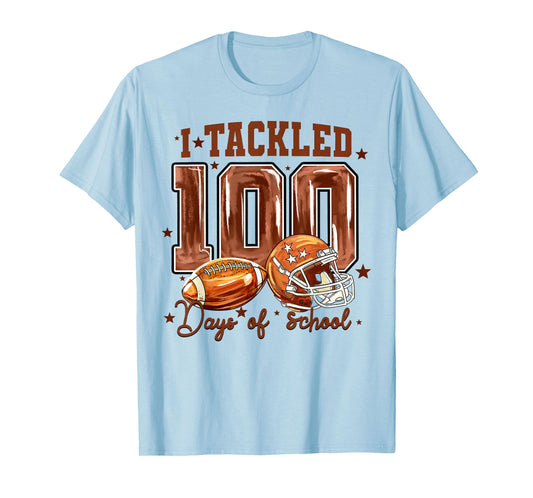 100th Day of School I Tackled 100 Days Football Boys Kids T-Shirt