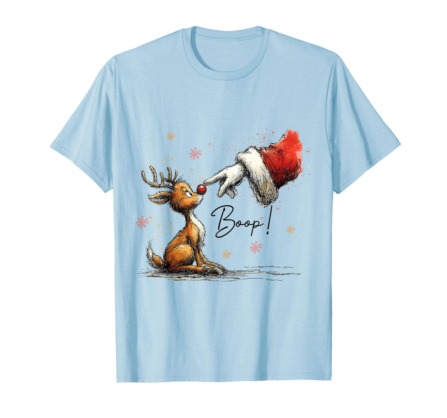 Boop Funny Santa Farmer Reindeer Cute Christmas Holiday Art T-Shirt
