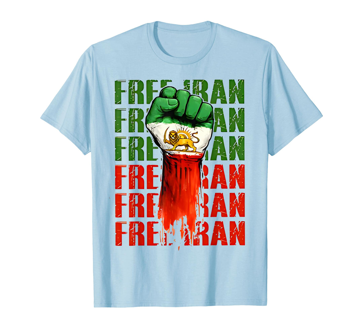 Free Iran Symbol Flag Heartbeat Freedom Love T-Shirt
