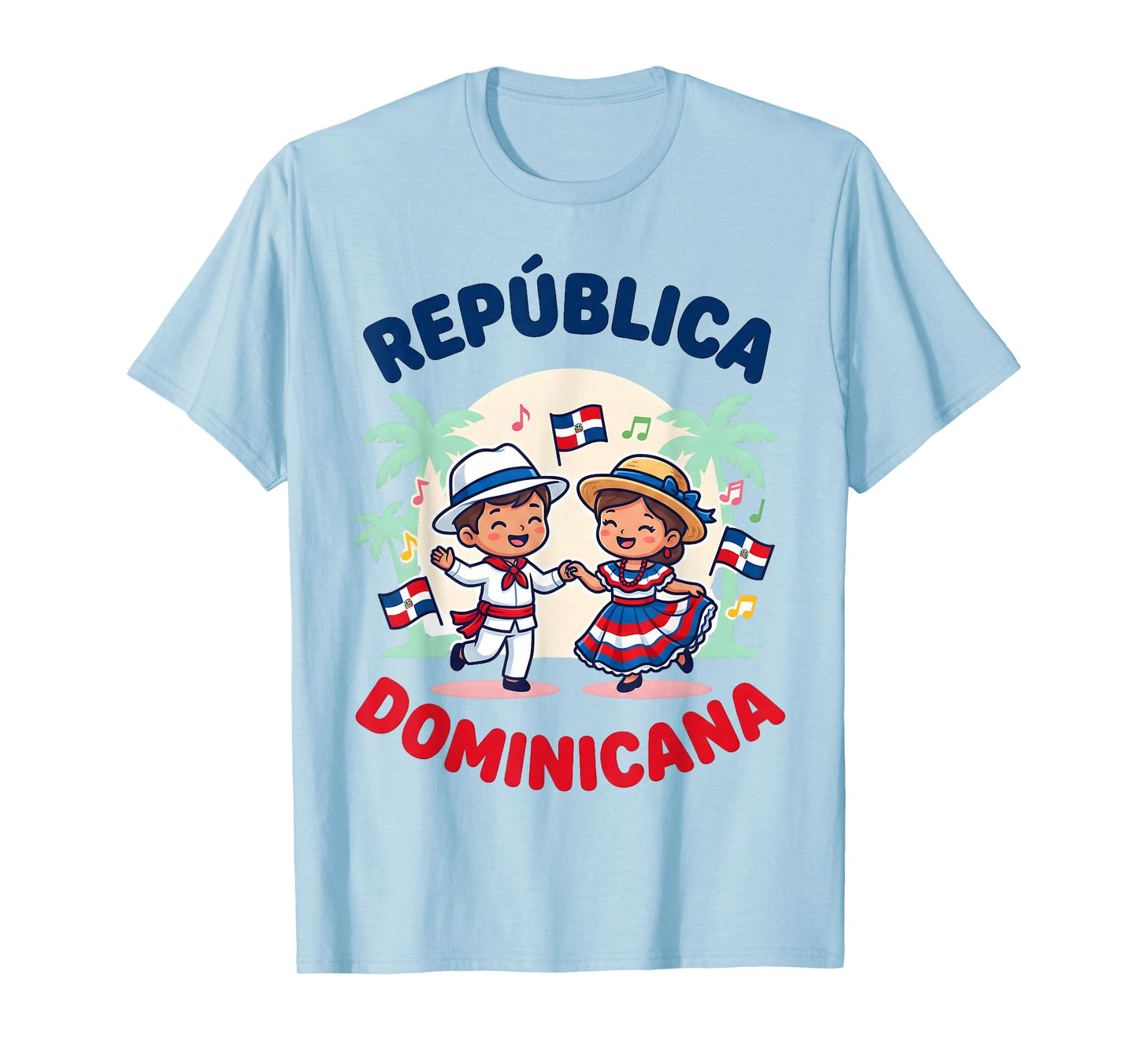 Cute Dominican Kids Dancing in Traditional Outfit Flag T-Shirt