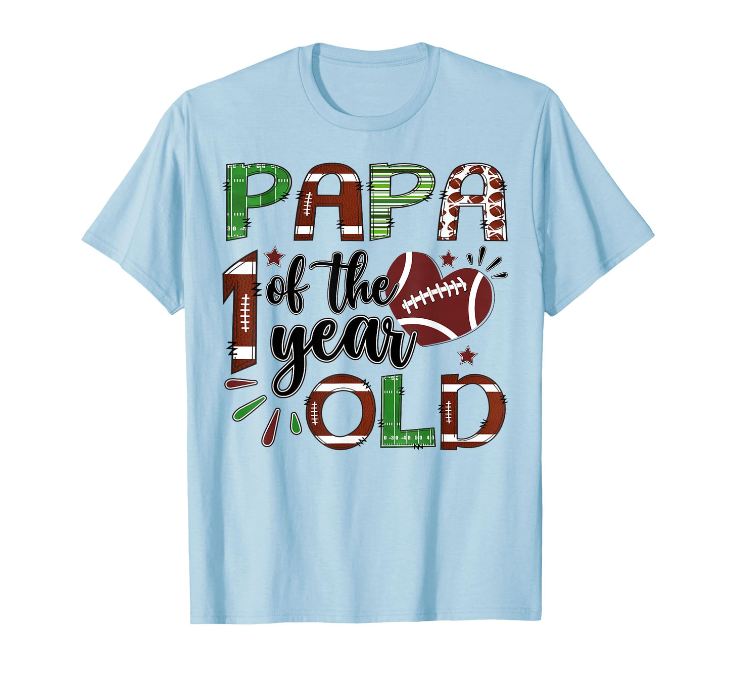 Papa of The 1 Year Old Football 1st Birthday Boy Matching T-Shirt