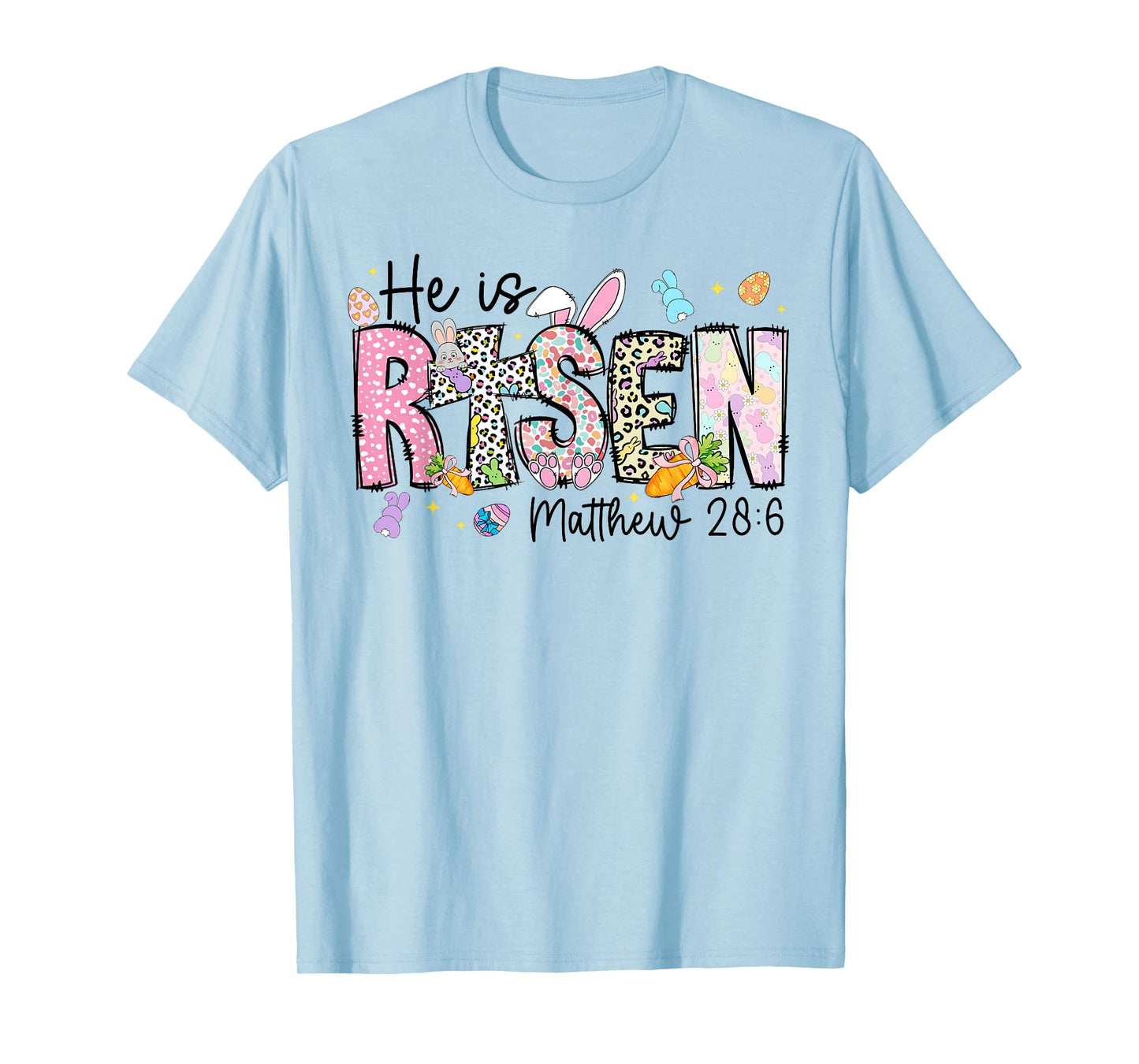Happy Easter He is Risen Jesus Matthew 28:6 Women Kids Girls T-Shirt