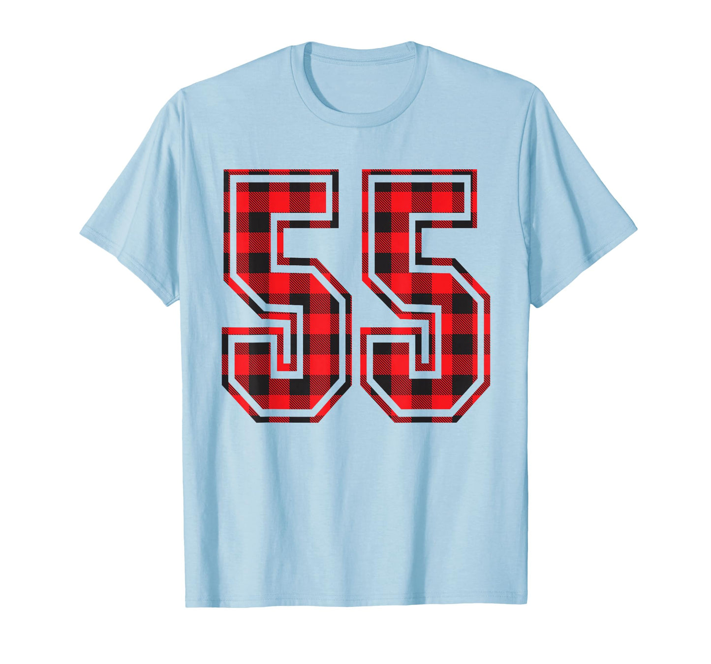 Cute Number 55 Christmas Red Plaid Pattern #55 Unform Jersey T-Shirt