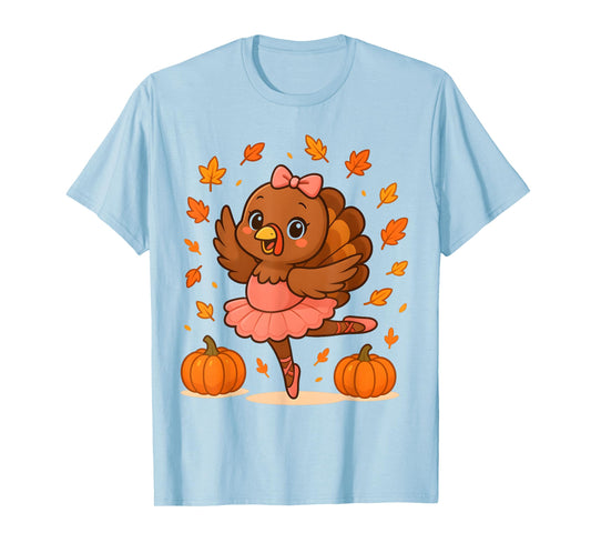 Ballet Turkey Pumpkin Autumn Ballerinas Dancing Thanksgiving T-Shirt