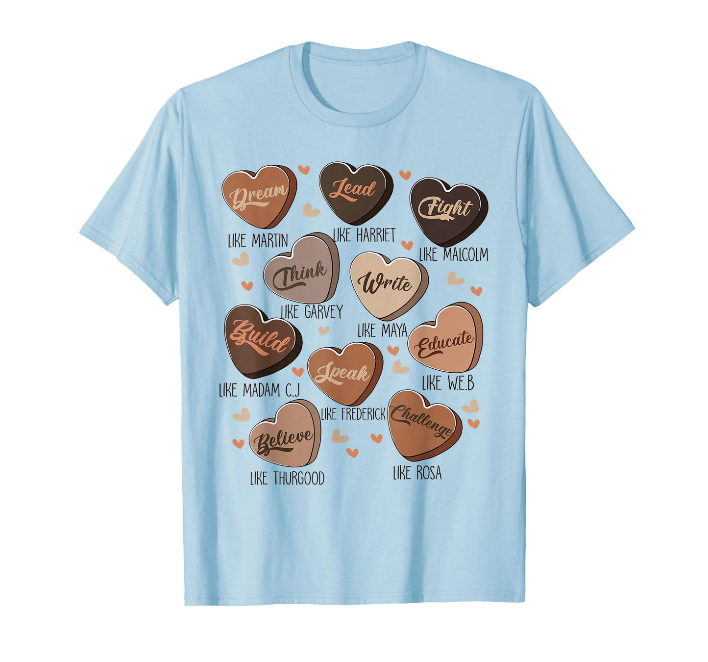 Celebrating Black History with Educated Leader Hearts T-Shirt