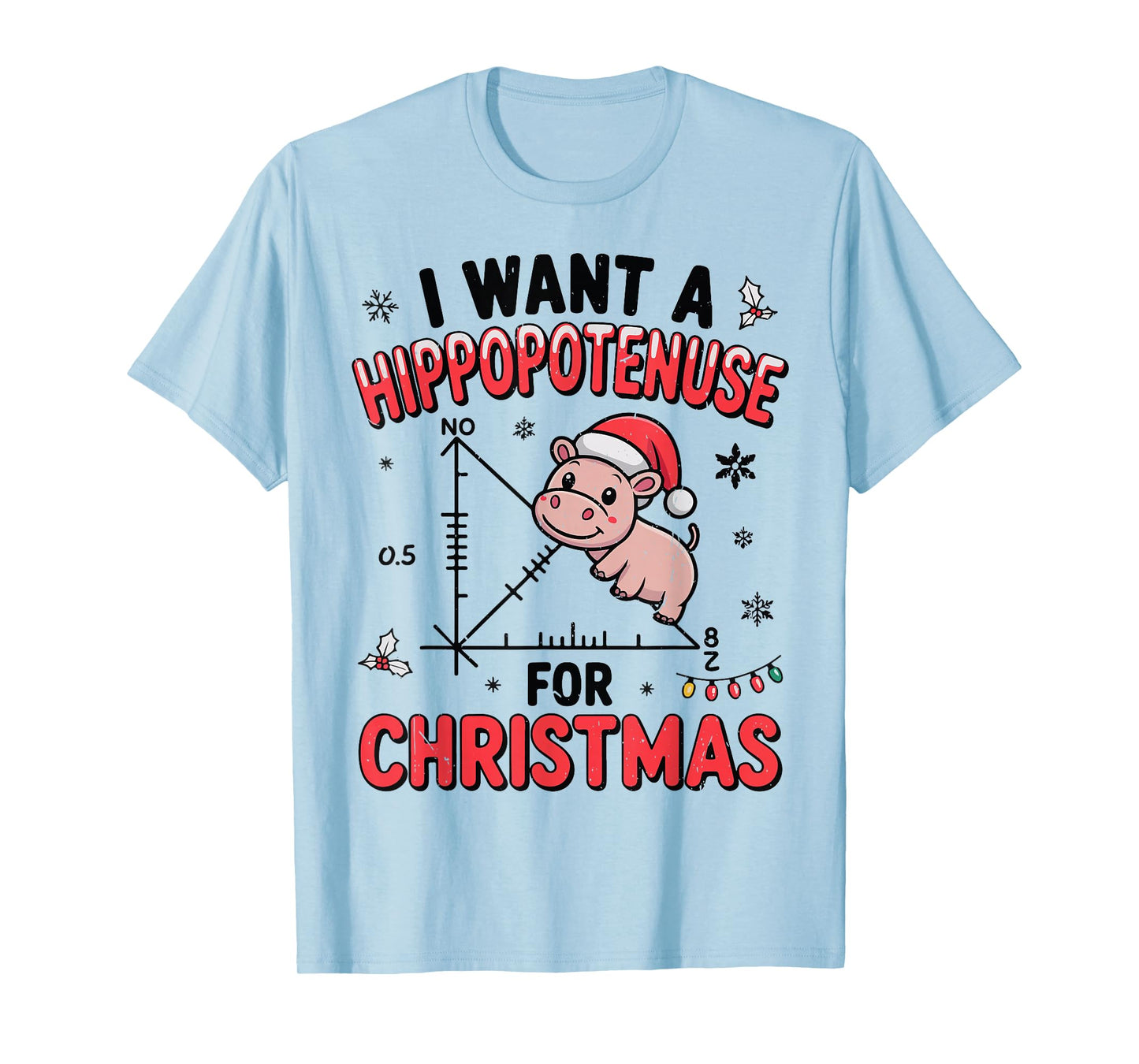 Hippopotamus Math Christmas Pajamas Boy Men Funny Math Hippo T-Shirt