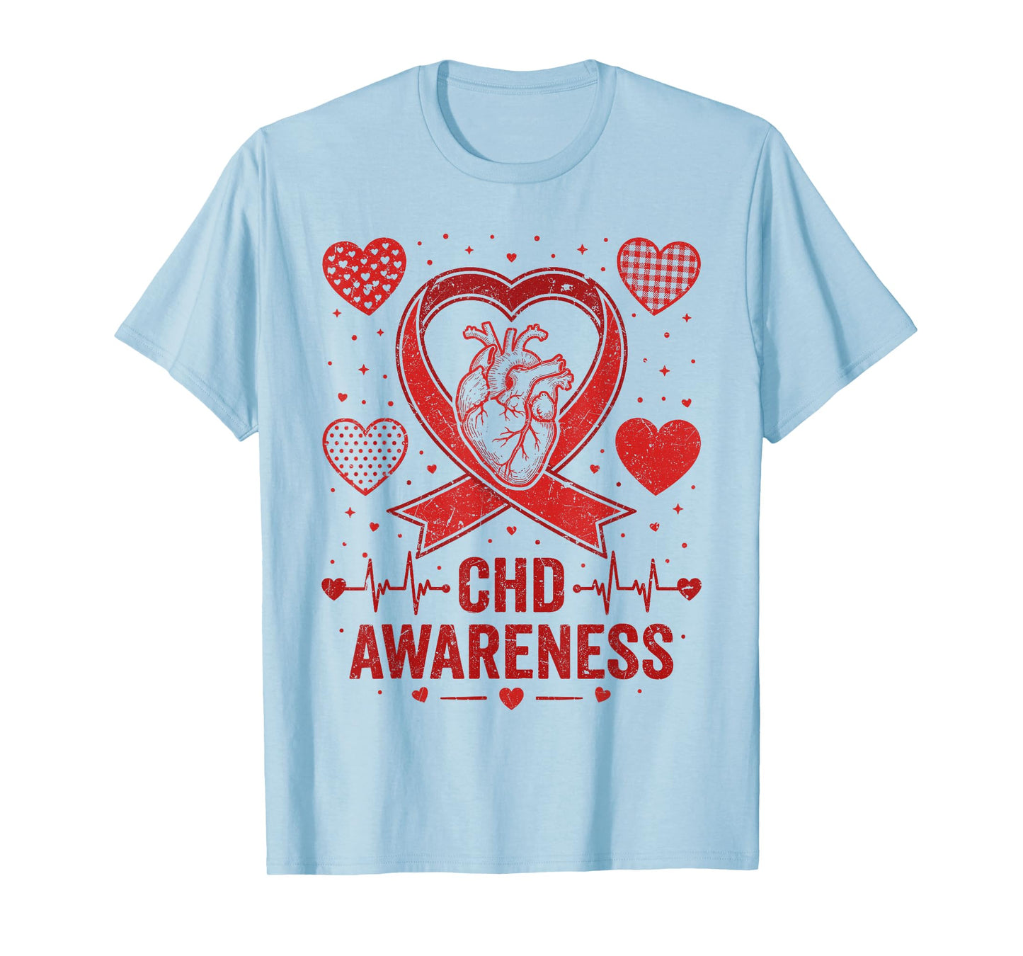 CHD Awareness Wear Red Congenital Heart Defect Ribbon T-Shirt